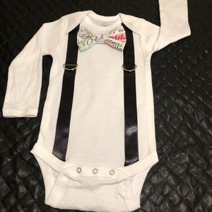 Baby bow tie and suspender onesie